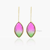 Tourmaline Quartz Earrings-Bio Tourmaline Quartz 12x17mm Marquise Silver Dangle Earrings-Gemstone Earrings-Gold Plated Earrings, Women Gift